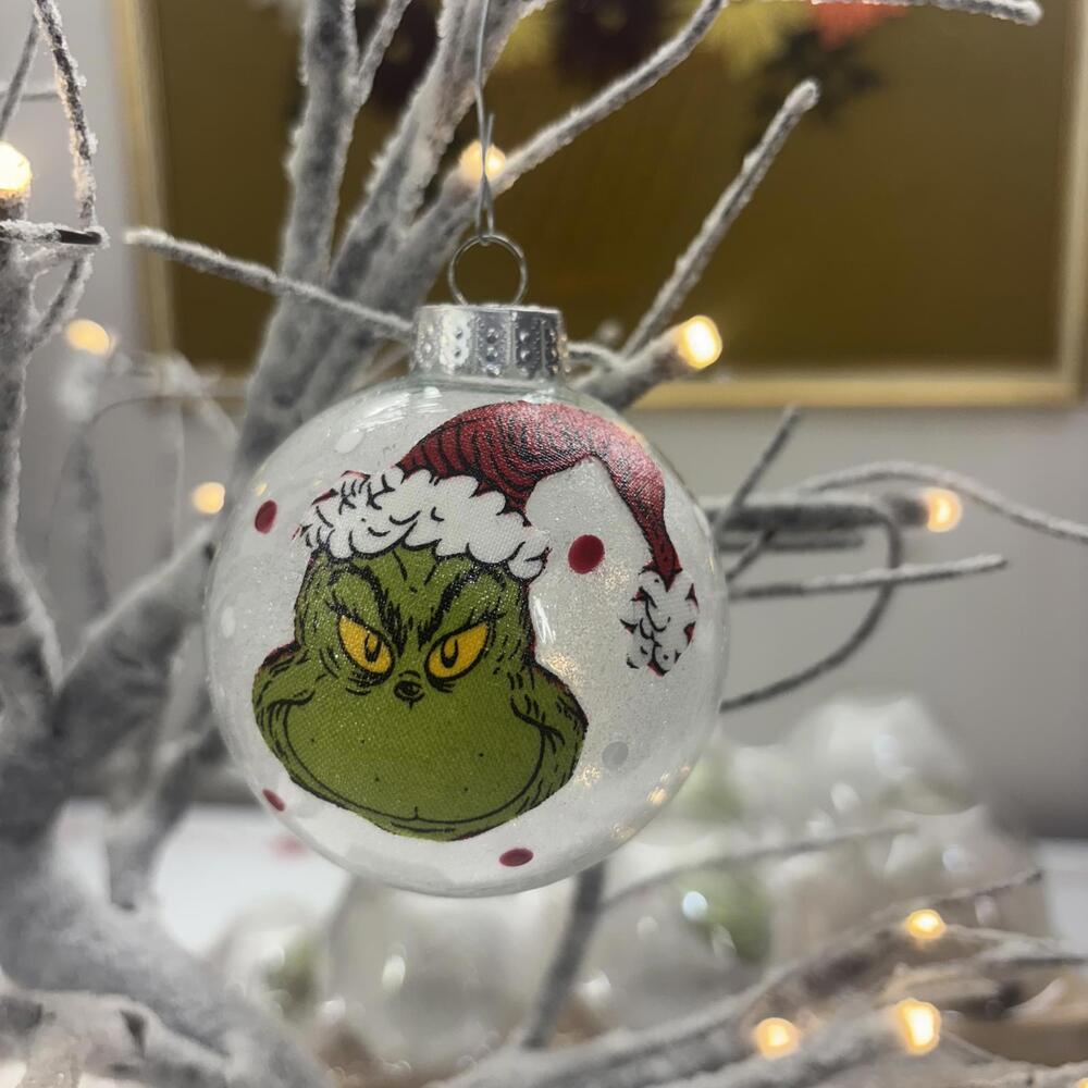 Bundle of 18 hand made the Grinch glass ornaments